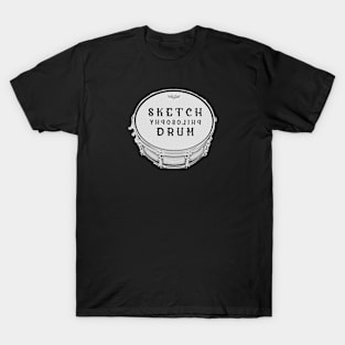 Stencil Philosophy Drum | Sketch Effect Black and White T-Shirt